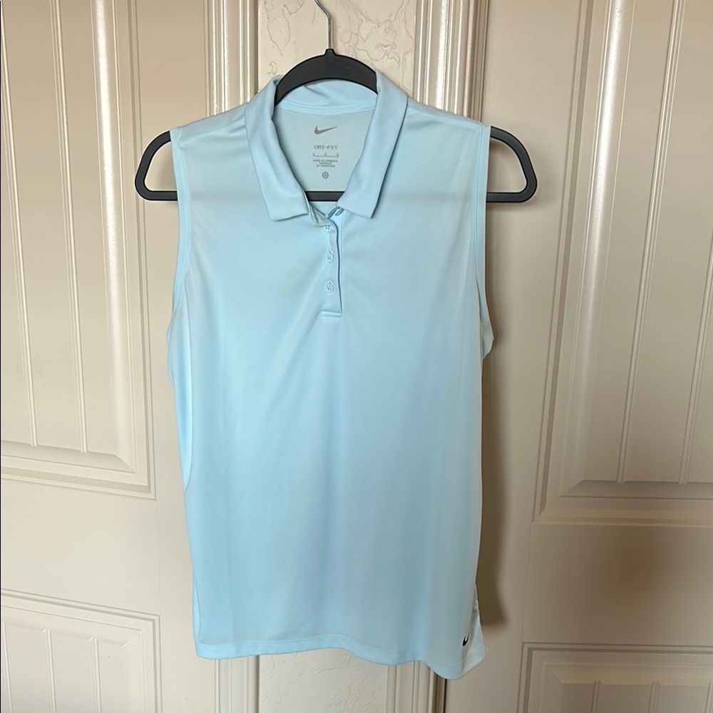 Nike Light Blue Sleeveless Polo Shirt